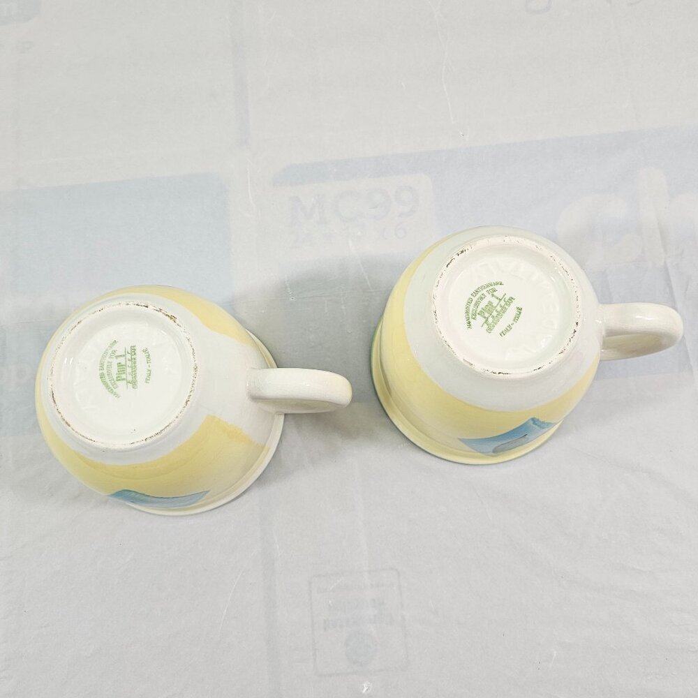 Pier 1 Italy Hand Painted 14 Oz Earthenware Coffee Tea Mugs Cups – Set of 2 - Picture 13 of 16